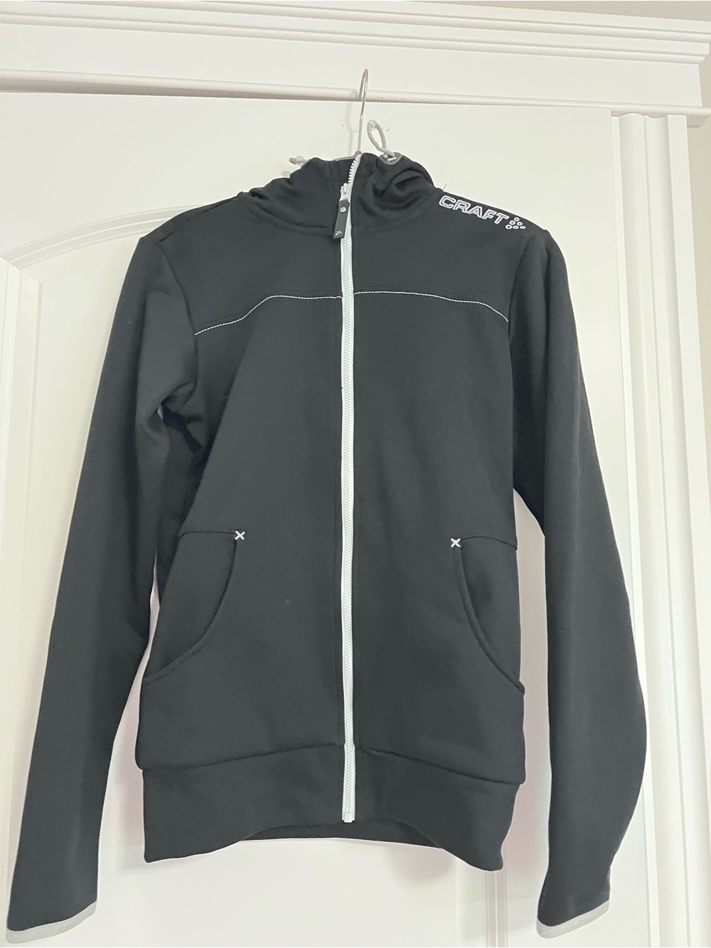 Craft Black Zip-Up Hooded Jacket with White Trim